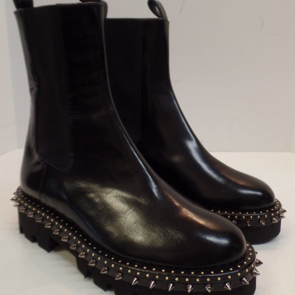 Sebastian Milano Sz 39 Pull On Black Leather Boots With Punk Rock Detailing. - Picture 2 of 12